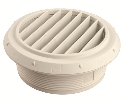 Utblås rakt 90mm vit öppet inkl kontramutter